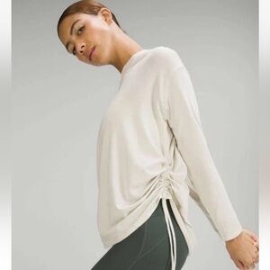 Lululemon Pima Cotton Side Cinch Long Sleeve Shirt Women’s 12 White Top Yoga